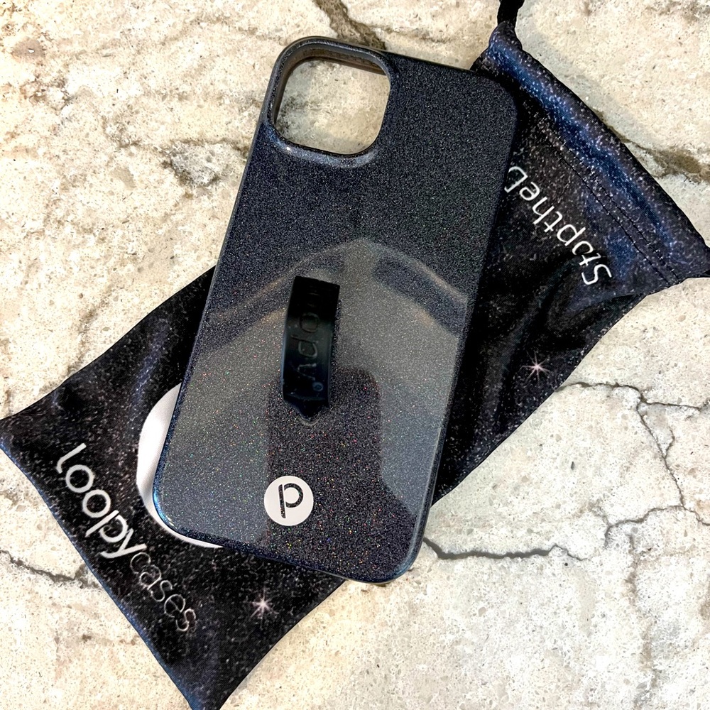 Black Sparkle Loopy Case for iPhone 13